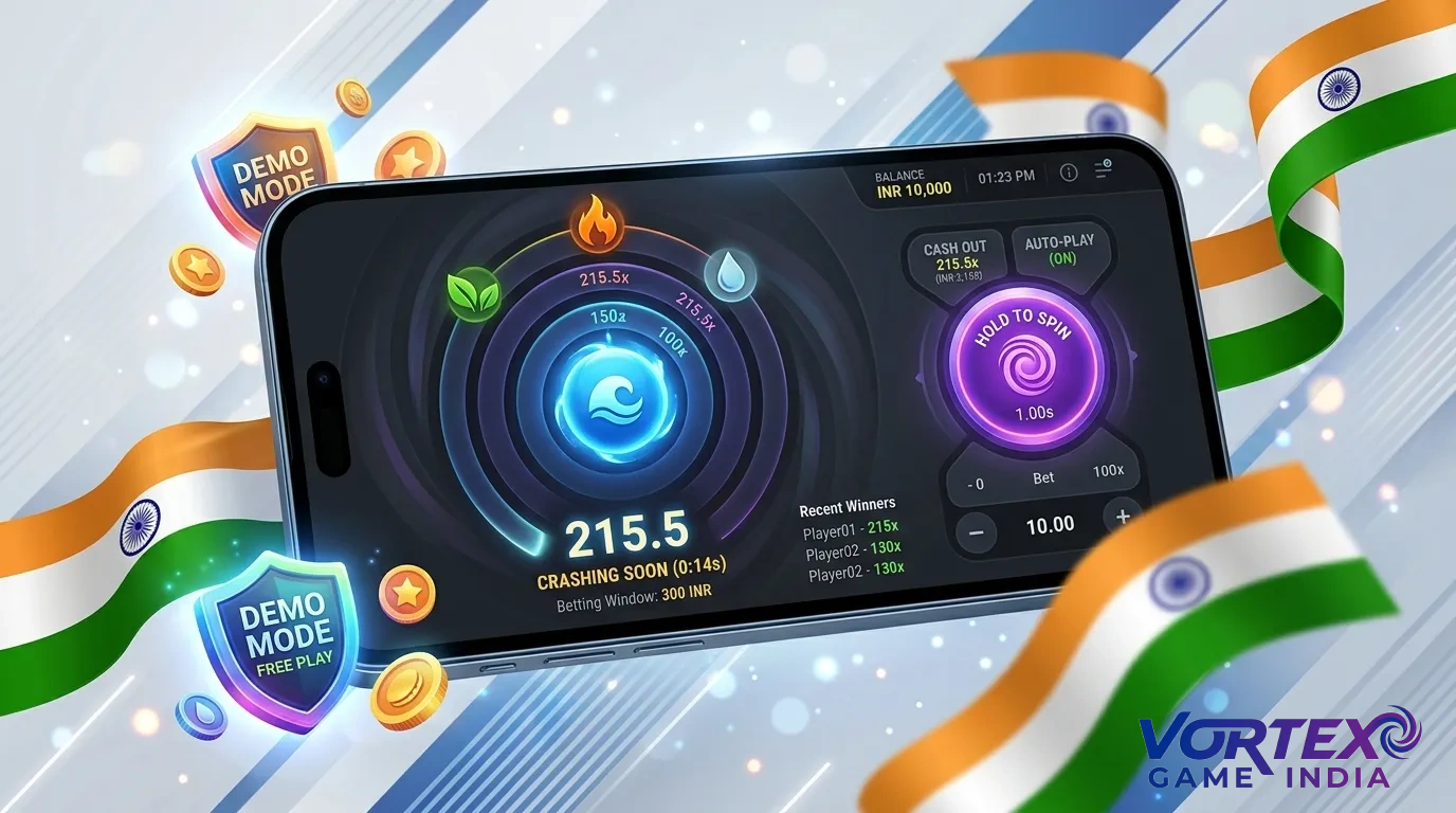 Try Vortex game India demo mode with risk-free crash gameplay practice